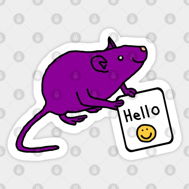 Purple Rat says Hello Sticker by ellenhenryart